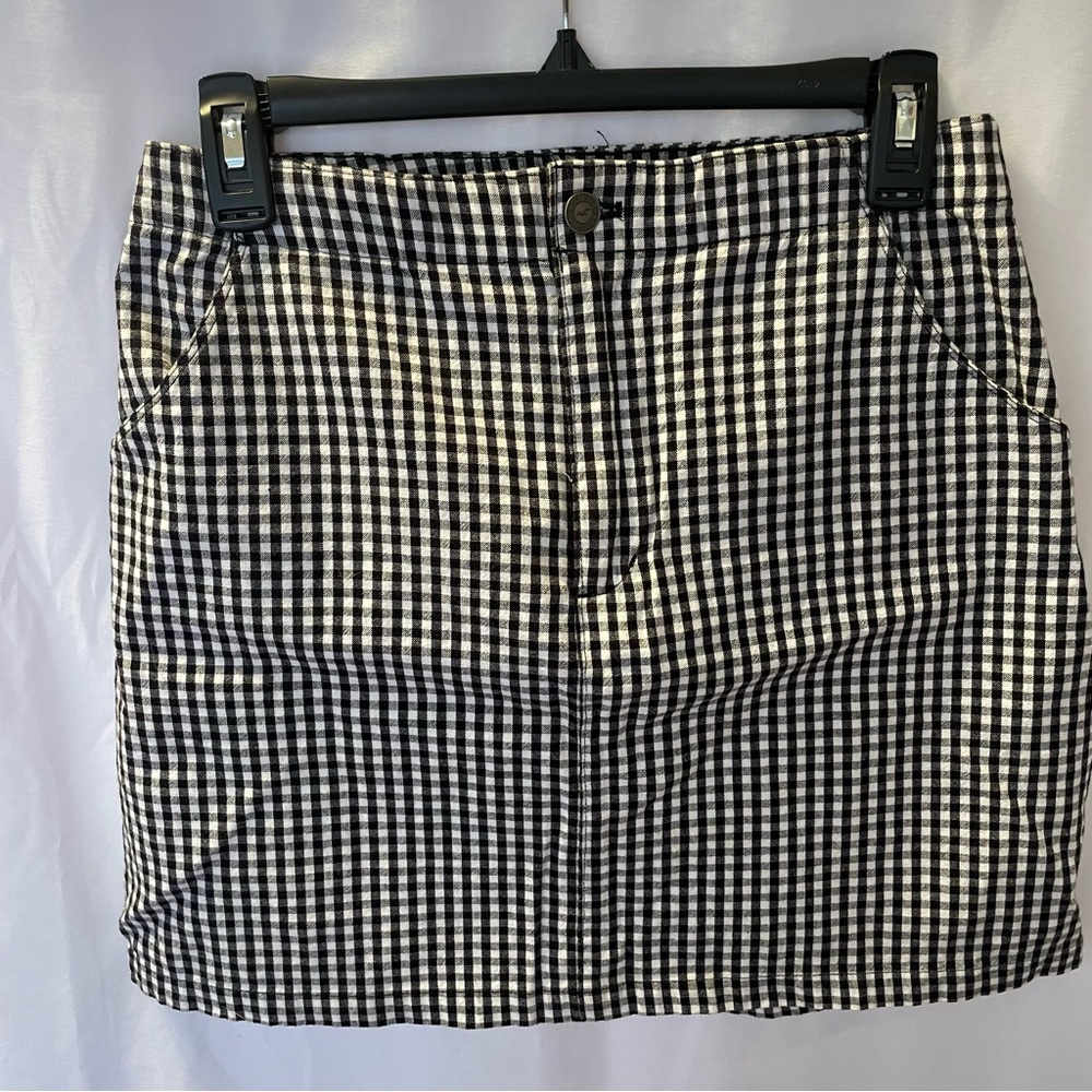 Hollister Black & White Checked Straight Cotton Blend Skirt Women's Size Medium‎